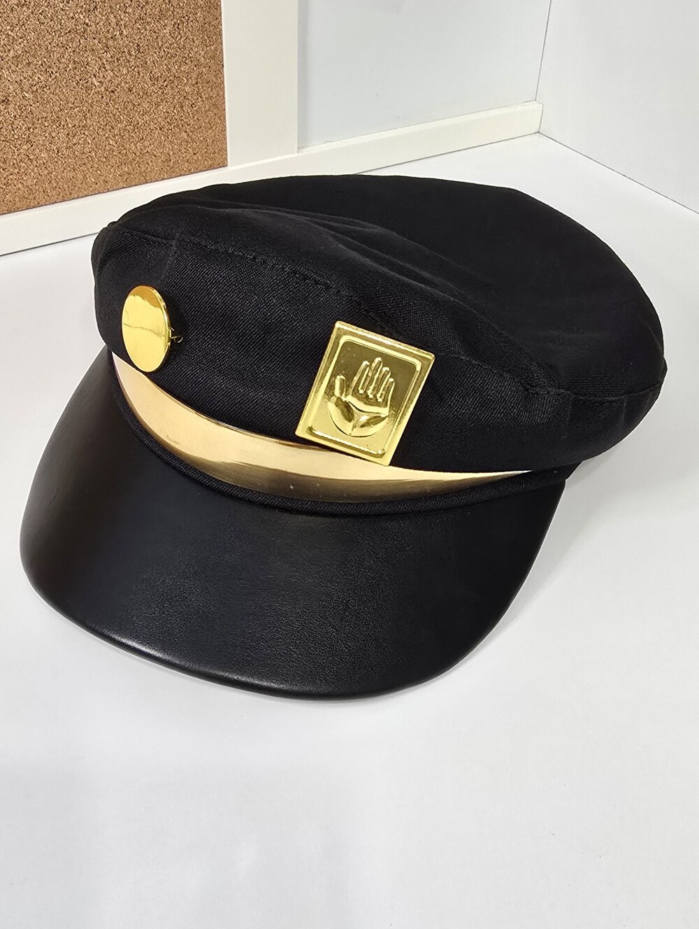 Black and Gold Captain Style Baker Boy Hat